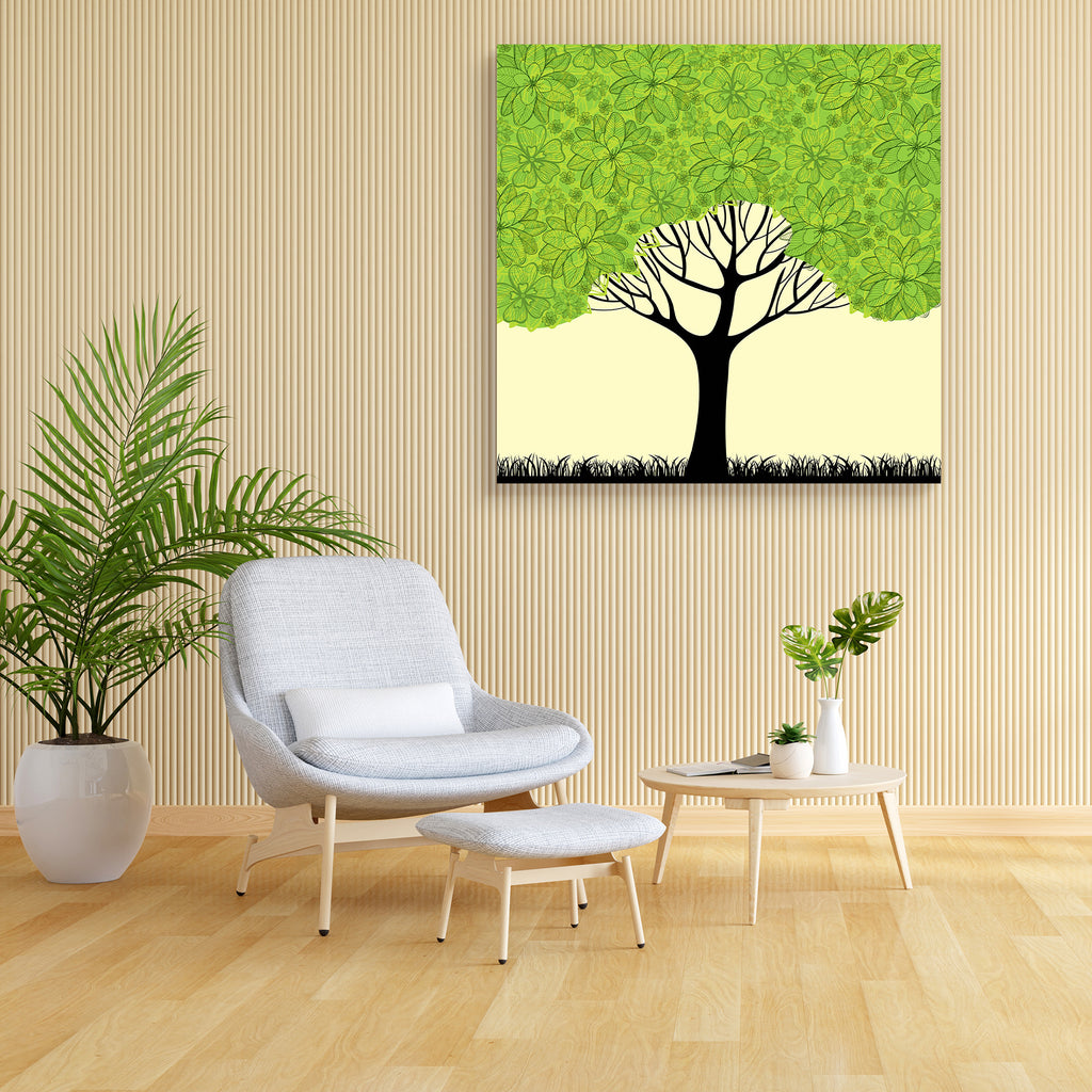 Green Tree With Blossom Flowers Canvas Painting Synthetic Frame-Paintings MDF Framing-AFF_FR-IC 5000469 IC 5000469, Abstract Expressionism, Abstracts, Animated Cartoons, Art and Paintings, Botanical, Caricature, Cartoons, Decorative, Digital, Digital Art, Drawing, Floral, Flowers, Graphic, Illustrations, Nature, Paintings, Scenic, Seasons, Semi Abstract, Signs, Signs and Symbols, Symbols, Wooden, green, tree, with, blossom, canvas, painting, synthetic, frame, abstract, art, background, botany, branch, card,