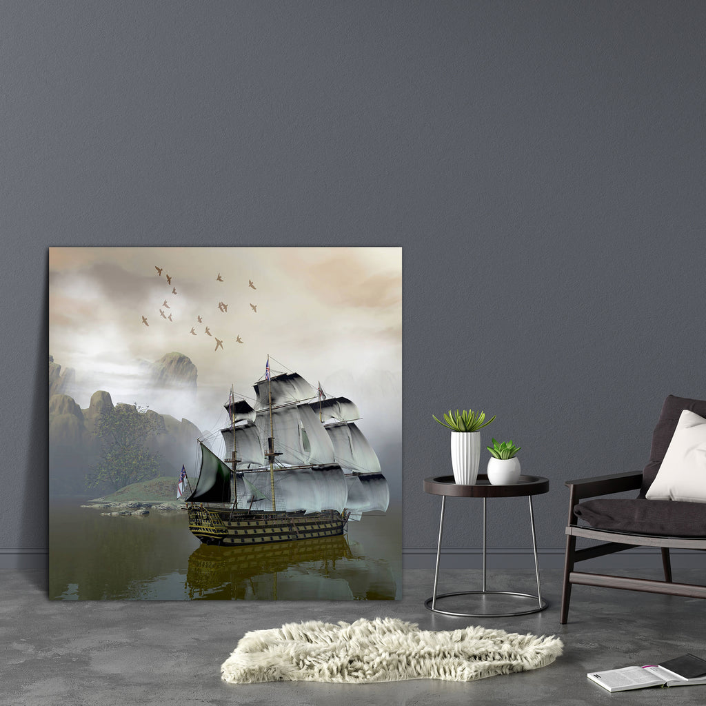 Ship On The Sea Canvas Painting Synthetic Frame-Paintings MDF Framing-AFF_FR-IC 5000473 IC 5000473, Digital, Digital Art, Fantasy, Graphic, Science Fiction, Surrealism, ship, on, the, sea, canvas, painting, synthetic, frame, pirate, old, pirates, ships, tall, alone, artwork, background, cliffs, dark, dust, fairytale, fiction, foam, full, gentle, island, magical, moon, moonlight, night, ocean, sail, seagulls, seascape, shore, single, sky, surreal, time, water, waves, wings, artzfolio, wall decor for living r
