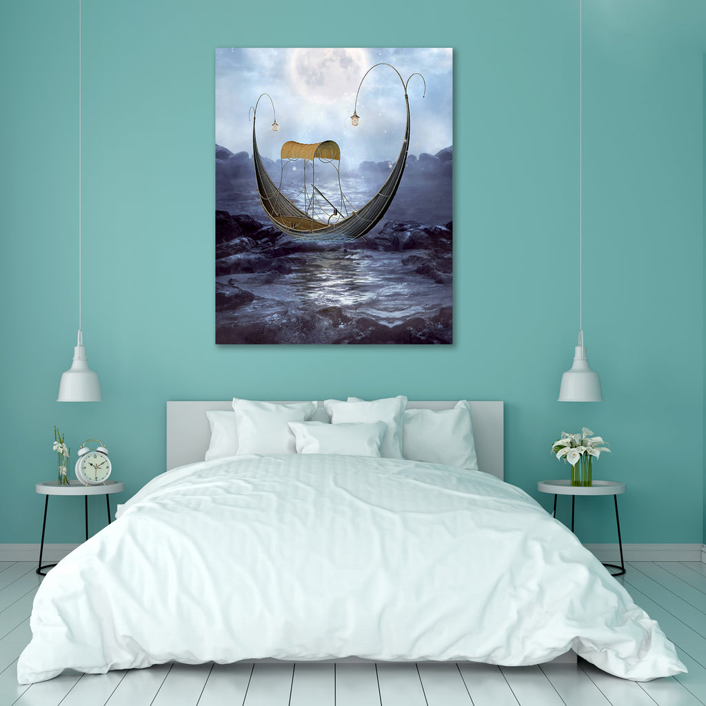 Gondola Canvas Painting Synthetic Frame-Paintings MDF Framing-AFF_FR-IC 5000474 IC 5000474, Abstract Expressionism, Abstracts, Art and Paintings, Boats, Digital, Digital Art, Fantasy, Graphic, Nautical, Retro, Semi Abstract, Stars, gondola, canvas, painting, synthetic, frame, moon, mystical, background, abstract, art, artistic, boat, cloud, clouds, dark, darkness, dream, dreams, dreamy, effect, fae, fairy, fairytale, fantastic, fog, glow, lighting, magic, manipulation, mist, misty, moonlight, mystic, ocean,