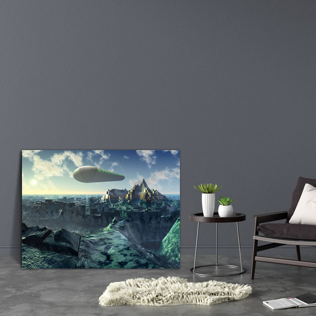 Space Shuttle Over Alien City Canvas Painting Synthetic Frame-Paintings MDF Framing-AFF_FR-IC 5000486 IC 5000486, Architecture, Astronomy, Automobiles, Cities, City Views, Cosmology, Digital, Digital Art, Fantasy, Futurism, Graphic, Illustrations, Science Fiction, Skylines, Space, Stars, Transportation, Travel, Urban, Vehicles, shuttle, over, alien, city, canvas, painting, synthetic, frame, science, fiction, spaceship, futuristic, planet, world, ufo, background, building, cityscape, construction, district, 