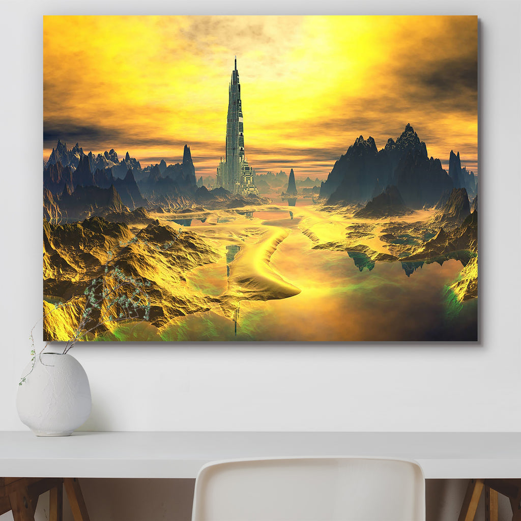 Alien Landscape Canvas Painting Synthetic Frame - Paintings MDF Framing - ArtzFolio.com
