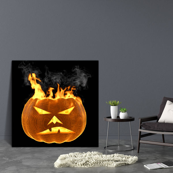 Burning Pumpkin Canvas Painting Synthetic Frame-Paintings MDF Framing-AFF_FR-IC 5000505 IC 5000505, Black, Black and White, Culture, Ethnic, Fruit and Vegetable, Holidays, Seasons, Traditional, Tribal, Vegetables, World Culture, burning, pumpkin, canvas, painting, for, bedroom, living, room, engineered, wood, frame, autumn, backgrounds, burn, carved, celebration, color, danger, dark, decoration, devils, evil, eyes, face, fear, fiery, fire, flames, fun, glow, glowing, gourd, halloween, holiday, horror, hot, 