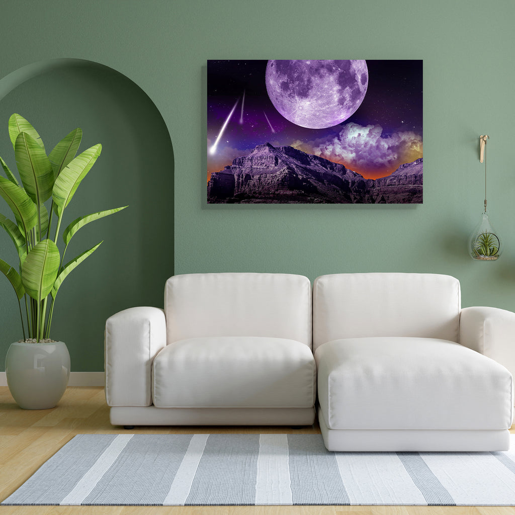Fantasy Night Canvas Painting Synthetic Frame-Paintings MDF Framing-AFF_FR-IC 5000515 IC 5000515, Abstract Expressionism, Abstracts, Art and Paintings, Astronomy, Cosmology, Fantasy, Illustrations, Mountains, Semi Abstract, Space, Stars, night, canvas, painting, synthetic, frame, art, action, artistic, asteroid, asteroids, burn, burning, canyon, celestial, clouds, comet, comets, cosmos, creative, event, events, fire, illustration, light, lights, moon, mountain, mysterious, mystic, overnight, planet, silver,