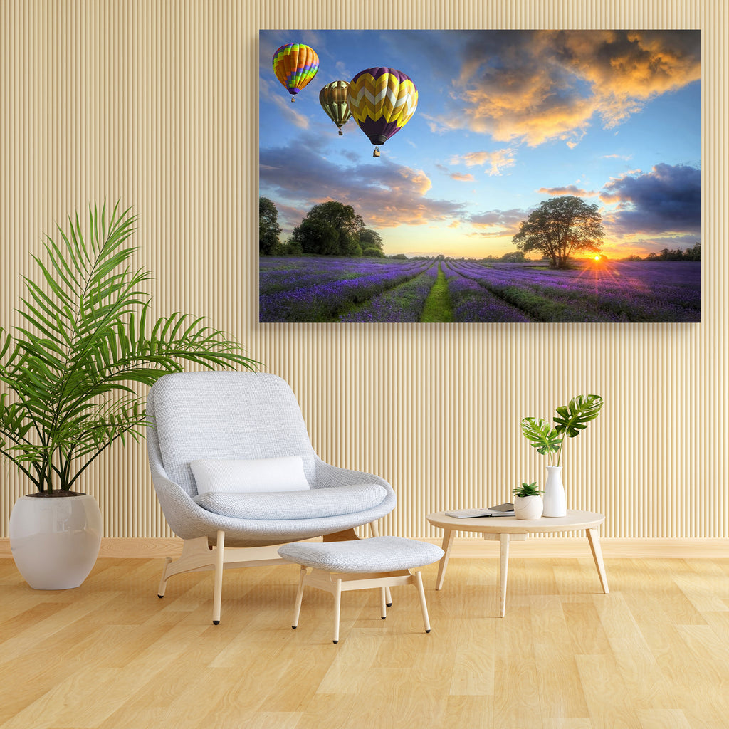 Sunset With Atmospheric Clouds & Hot Air Balloon D1 Canvas Painting Synthetic Frame-Paintings MDF Framing-AFF_FR-IC 5000546 IC 5000546, English, Hobbies, Landscapes, Nature, Scenic, Sunsets, sunset, with, atmospheric, clouds, hot, air, balloon, d1, canvas, painting, synthetic, frame, countryside, balloons, lavender, field, stunning, alternative, beautiful, botany, color, colorful, crop, dusk, england, essential, evening, fields, flying, foliage, formation, green, harvest, hobby, landscape, leisure, lines, m
