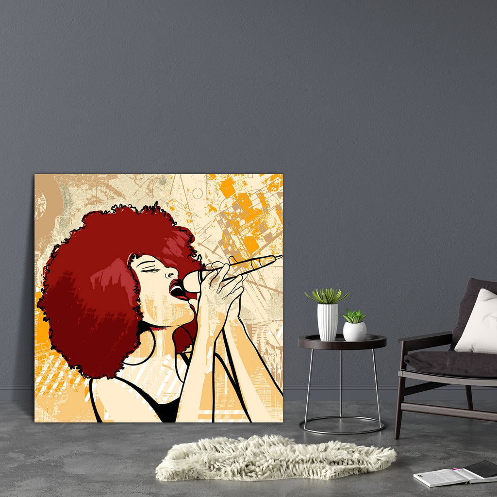 Afro American Jazz Singer Canvas Painting Synthetic Frame - Paintings MDF Framing - ArtzFolio.com