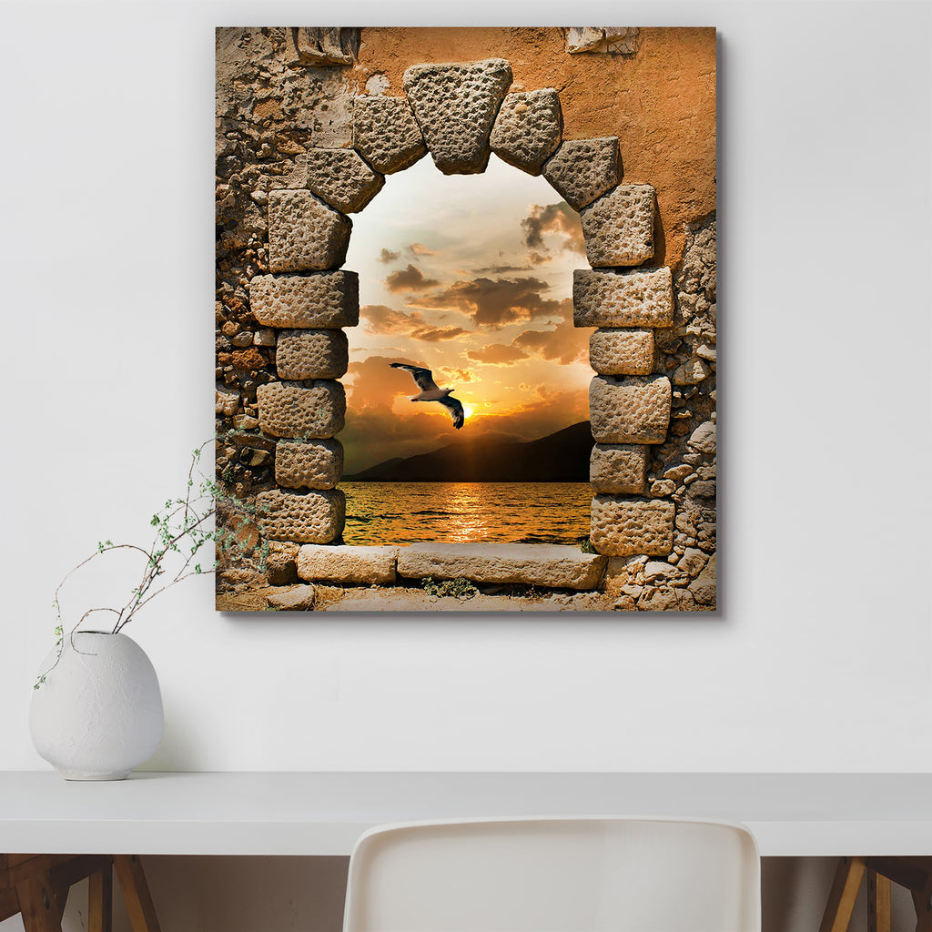 Sunset & Seagull Canvas Painting Synthetic Frame-Paintings MDF Framing-AFF_FR-IC 5000560 IC 5000560, Ancient, Architecture, Black, Black and White, Gothic, Greek, Marble and Stone, Medieval, Sunsets, Vintage, Metallic, sunset, seagull, canvas, painting, synthetic, frame, aegean, ages, byzantine, castle, classic, cloud, concrete, dark, downstairs, greece, impale, interior, iron, middle, pale, passage, prince, prison, residence, sea, secret, shade, stones, style, stylish, summer, sun, tunnel, upstairs, wall, 