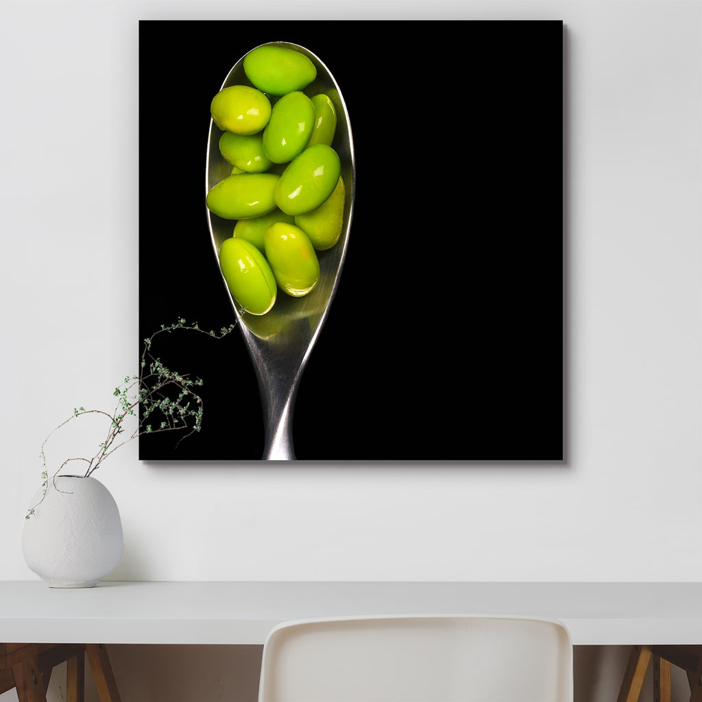 Soybeans In A Spoon Canvas Painting Synthetic Frame-Paintings MDF Framing-AFF_FR-IC 5000578 IC 5000578, Black, Black and White, Fruit and Vegetable, Nature, Scenic, Vegetables, soybeans, in, a, spoon, canvas, painting, synthetic, frame, background, bean, closeup, detail, diet, eat, edamame, fresh, green, healthy, isolated, macro, nutrition, organic, oriental, soy, soybean, summer, vegetable, artzfolio, wall decor for living room, wall frames for living room, frames for living room, wall art, canvas painting