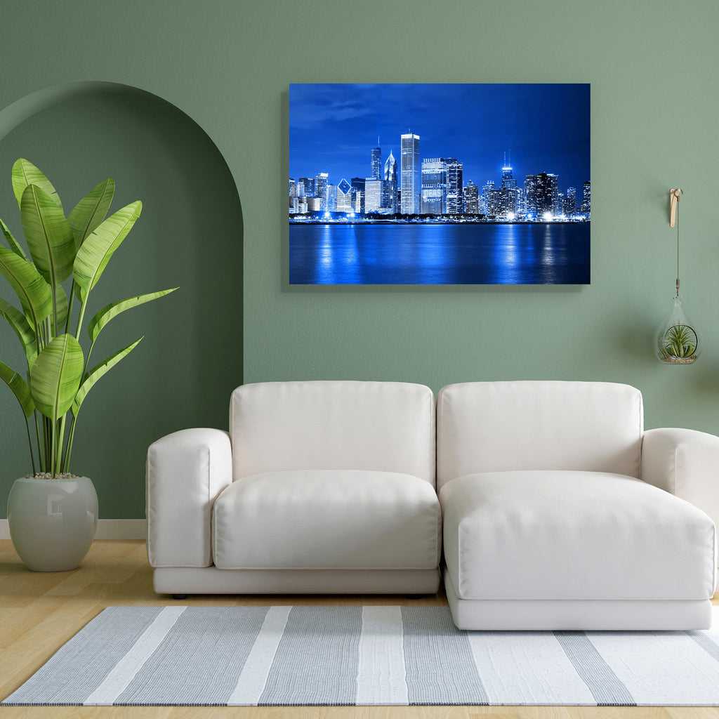Night View of Financial District Chicago, USA Canvas Painting Synthetic Frame-Paintings MDF Framing-AFF_FR-IC 5000609 IC 5000609, American, Architecture, Business, Cities, City Views, Landmarks, Modern Art, Places, Skylines, Urban, night, view, of, financial, district, chicago, usa, canvas, painting, synthetic, frame, skyline, real, estate, commercial, city, blue, built, cityscape, clouds, concept, corporate, dark, downtown, dramatic, dusk, economy, exterior, famous, finance, glamour, illinois, job, lack, l