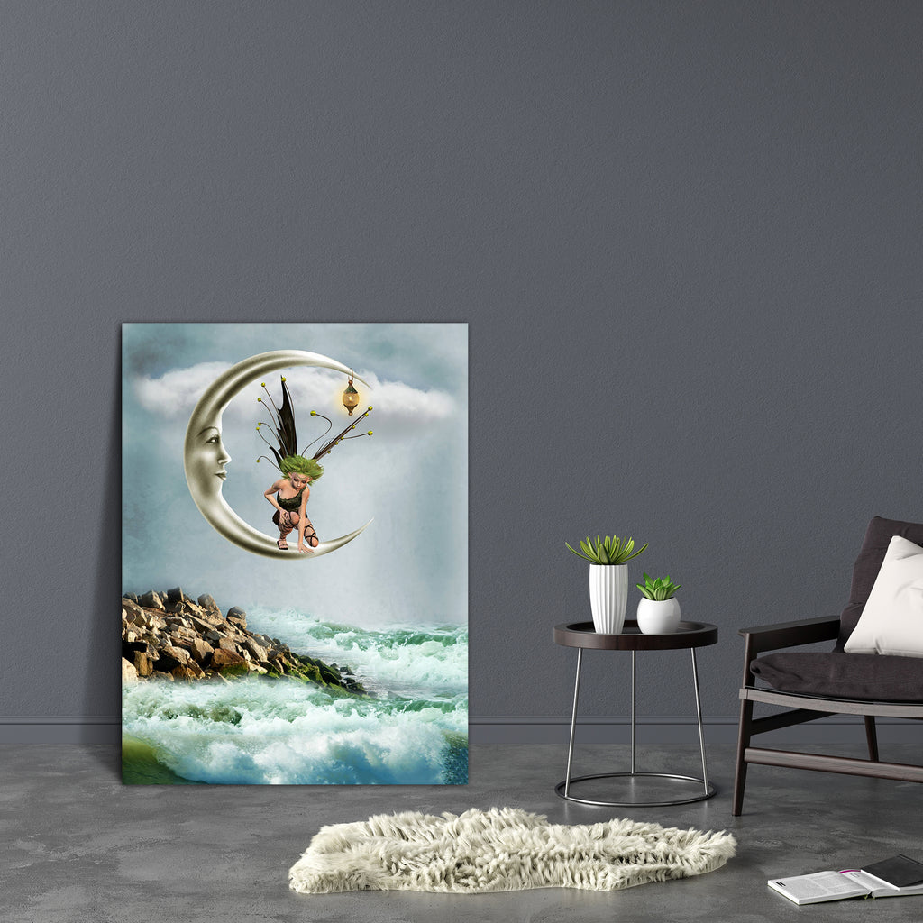 Fairy In The Moon Canvas Painting Synthetic Frame-Paintings MDF Framing-AFF_FR-IC 5000614 IC 5000614, Birds, Digital, Digital Art, Fantasy, Graphic, Landscapes, Marble and Stone, Nature, Scenic, Stars, fairy, in, the, moon, canvas, painting, synthetic, frame, tales, and, fairies, backdrops, background, beautiful, bright, cloud, colorful, dream, dreamy, exploration, fae, fairytale, fall, fantastic, grass, landscape, lighting, magic, manipulation, mist, misty, moss, ocean, outdoor, peaceful, scenario, scene, 