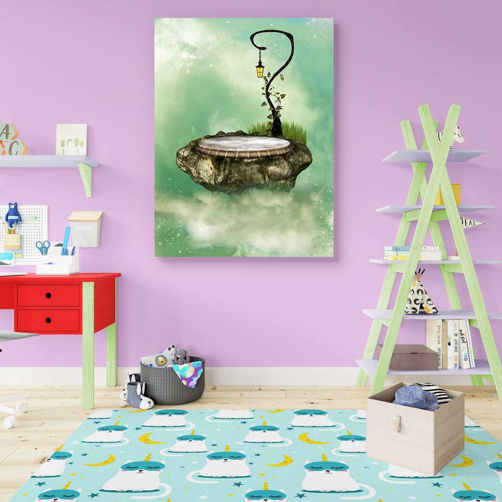 Floating Rock Scene Canvas Painting Synthetic Frame-Paintings MDF Framing-AFF_FR-IC 5000615 IC 5000615, Botanical, Digital, Digital Art, Fantasy, Floral, Flowers, Graphic, Landscapes, Marble and Stone, Music, Music and Dance, Music and Musical Instruments, Nature, Scenic, Stars, floating, rock, scene, canvas, painting, synthetic, frame, fairy, landscape, tales, backdrops, background, beautiful, bright, cloud, colorful, dream, dreamy, exploration, fae, fairytale, fall, fantastic, foliage, garden, grass, lamp