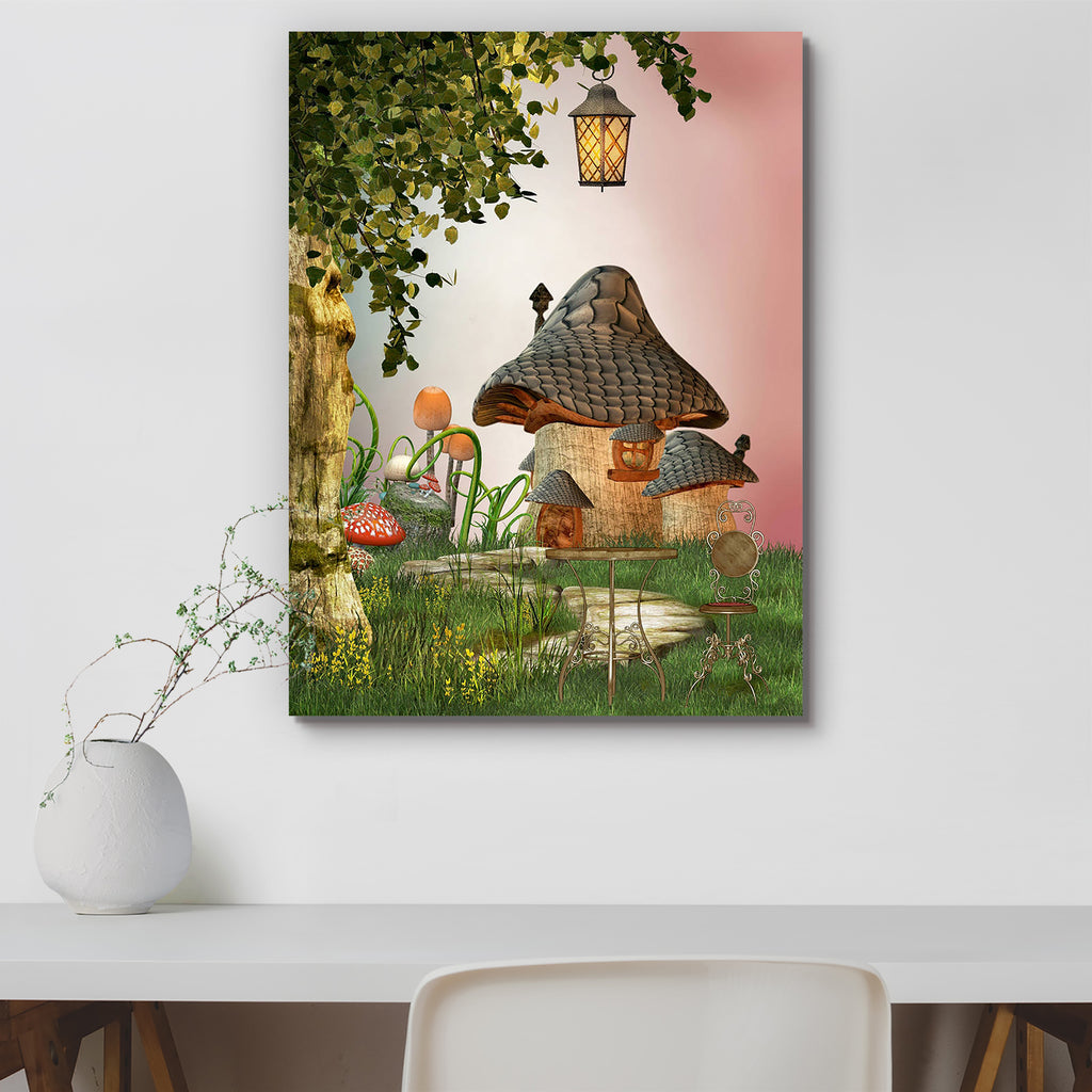 Mushroom House Canvas Painting Synthetic Frame-Paintings MDF Framing-AFF_FR-IC 5000617 IC 5000617, Digital, Digital Art, Fantasy, Graphic, Landscapes, Music, Music and Dance, Music and Musical Instruments, Nature, Scenic, Stars, mushroom, house, canvas, painting, synthetic, frame, fairy, tales, fairytale, tale, garden, fairies, moon, backdrops, background, beautiful, bright, chair, cloud, colorful, dream, dreamy, exploration, fae, fall, fantastic, grass, lamp, landscape, lighting, magic, manipulation, mist,