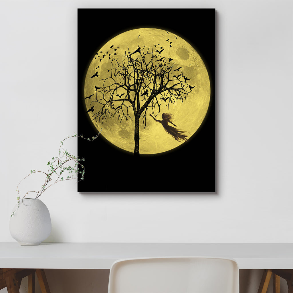Moon & Ghost Canvas Painting Synthetic Frame-Paintings MDF Framing-AFF_FR-IC 5000622 IC 5000622, Black, Black and White, Cross, Fantasy, Holidays, Icons, Marble and Stone, Mountains, Nature, Scenic, Signs, Signs and Symbols, Symbols, White, moon, ghost, canvas, painting, synthetic, frame, abode, apparition, background, bats, beautiful, blue, cat, cemetery, colorful, creature, creepy, crypt, dark, death, design, dirt, draw, evening, evil, fog, grave, graveyard, halloween, haunted, headstone, hill, holiday, h