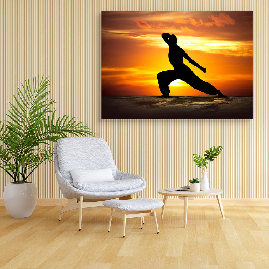 Martial Arts Fitness At Sunset Canvas Painting Synthetic Frame-Paintings MDF Framing-AFF_FR-IC 5000623 IC 5000623, Art and Paintings, Spiritual, Sports, Sunsets, martial, arts, fitness, at, sunset, canvas, painting, synthetic, frame, karate, mma, art, master, active, activity, artist, athletic, attack, combat, conflict, defend, discipline, fight, fist, fu, grace, kung, lifestyle, male, man, meditation, motion, movement, orange, pose, power, powerful, punch, recreation, sport, stance, training, warrior, artz