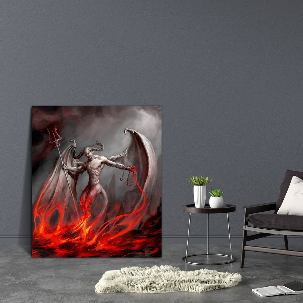 Devil Artwork Canvas Painting Synthetic Frame – ArtzFolio.com