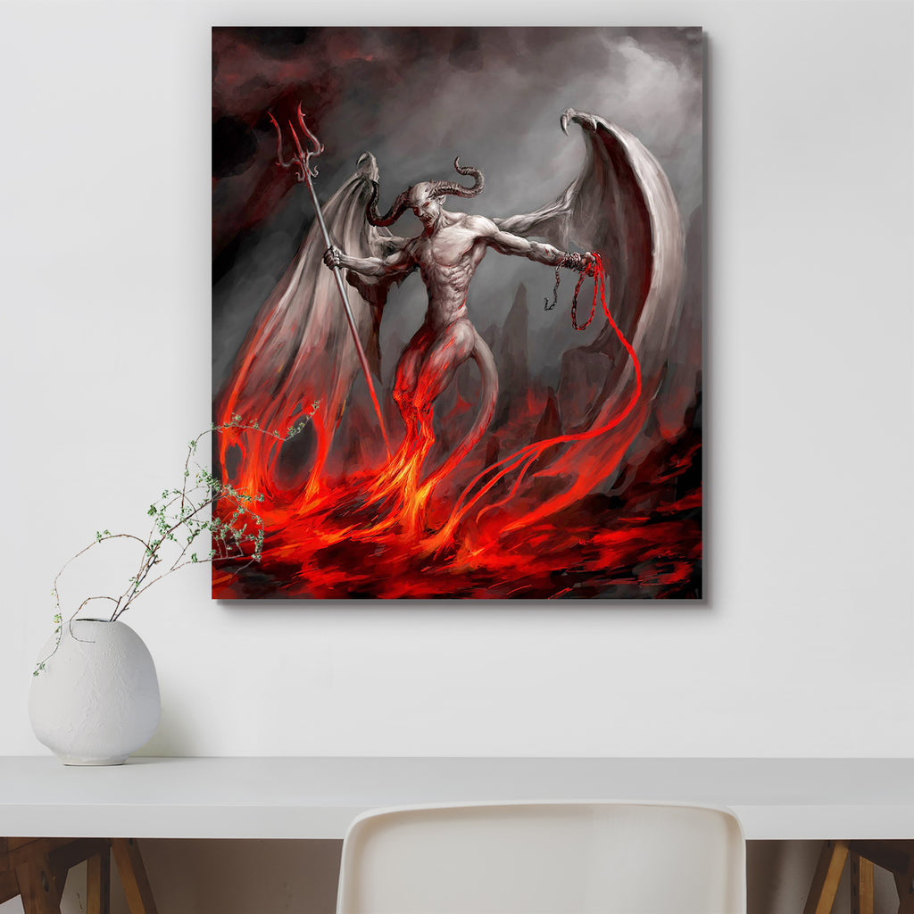 Devil Rage Art Devil Artwork Canvas Painting Synthetic Frame – ArtzFolio.com
