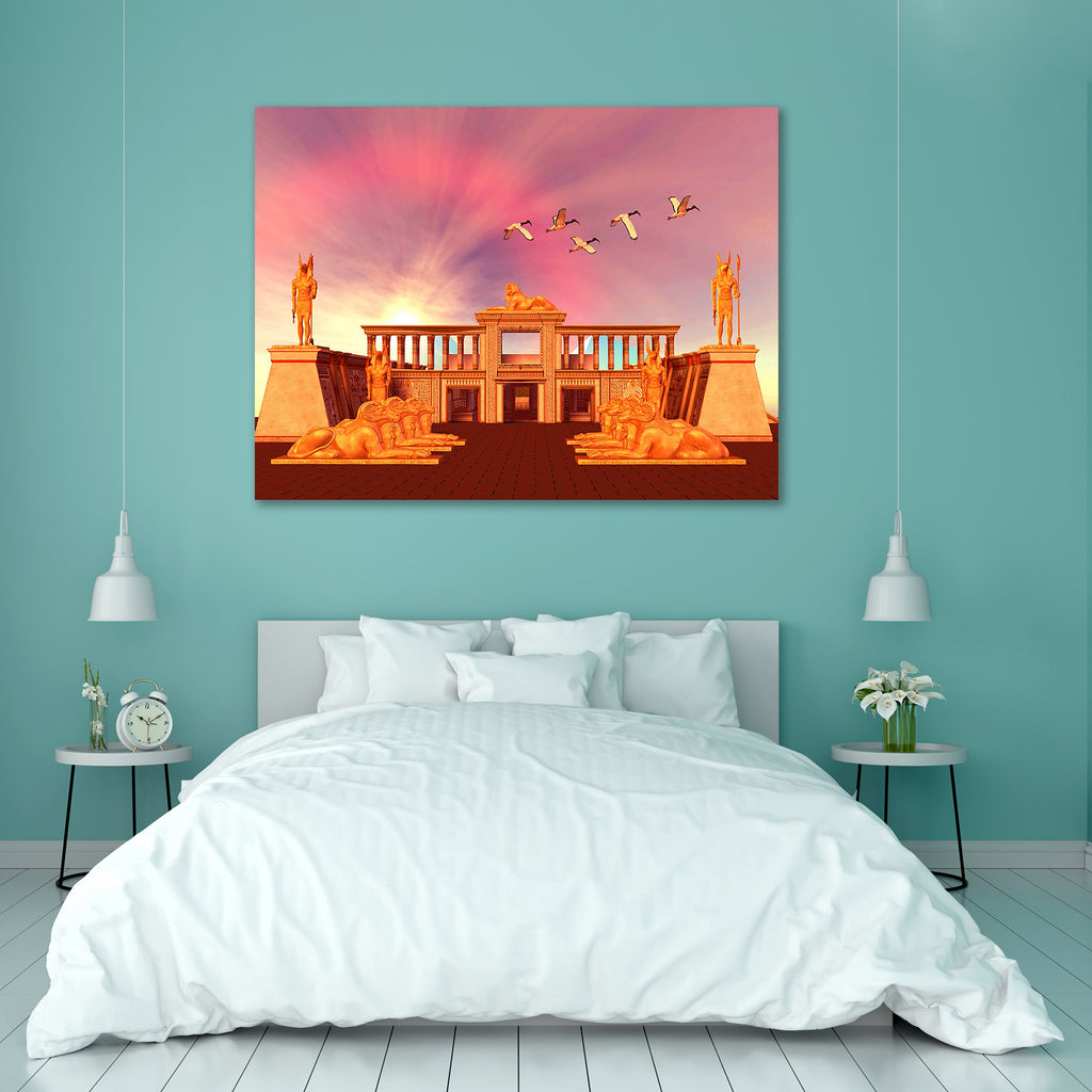 Sacred Ibis Birds Fly Over An Egyptian Palace Canvas Painting Synthetic Frame-Paintings MDF Framing-AFF_FR-IC 5000639 IC 5000639, Ancient, Architecture, Automobiles, Birds, Culture, Ethnic, Eygptian, God Ram, Historical, Illustrations, Medieval, Religion, Religious, Traditional, Transportation, Travel, Tribal, Vehicles, Vintage, World Culture, sacred, ibis, fly, over, an, egyptian, palace, canvas, painting, synthetic, frame, anubis, archeology, big, building, cairo, cheops, civilization, desert, dynasty, eg