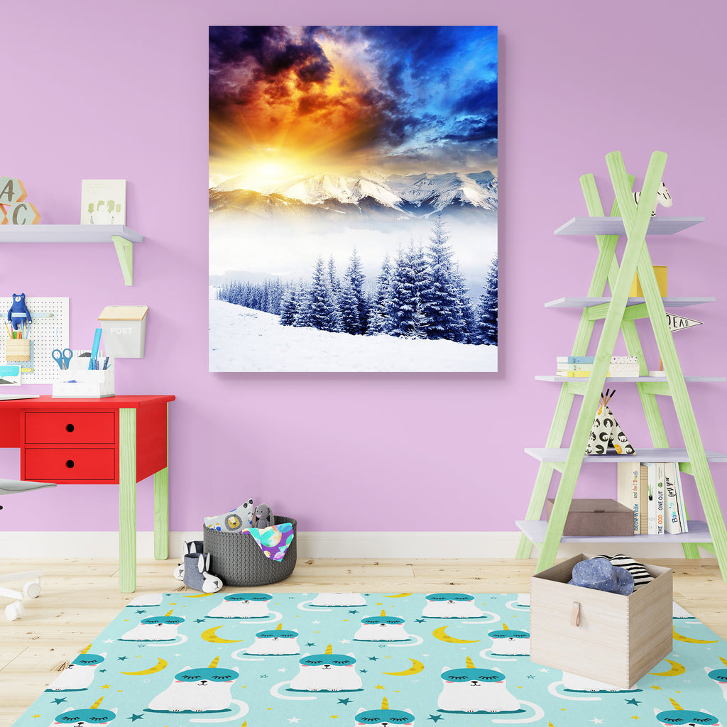 Majestic Winter Landscape Canvas Painting Synthetic Frame-Paintings MDF Framing-AFF_FR-IC 5000646 IC 5000646, Automobiles, Black and White, Botanical, Christianity, Countries, Floral, Flowers, Landscapes, Mountains, Nature, Scenic, Seasons, Sunrises, Sunsets, Transportation, Travel, Vehicles, White, Wooden, majestic, winter, landscape, canvas, painting, synthetic, frame, snow, christmas, sunrise, alp, background, beautiful, climate, cloud, cold, country, cover, dawn, environment, evening, fairytale, fir, fl