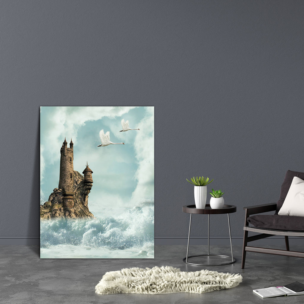 Castle In The Ocean Canvas Painting Synthetic Frame-Paintings MDF Framing-AFF_FR-IC 5000672 IC 5000672, Art and Paintings, Baby, Children, Digital, Digital Art, Fantasy, Graphic, Kids, Landscapes, Marble and Stone, Nature, Scenic, castle, in, the, ocean, canvas, painting, synthetic, frame, landscape, fairy, fairytale, art, amazing, backdrops, background, beautiful, cliff, clouds, color, colored, colorful, dreamy, fae, fall, fantastic, house, magic, manipulation, mist, misty, outdoor, peaceful, rock, ruins, 