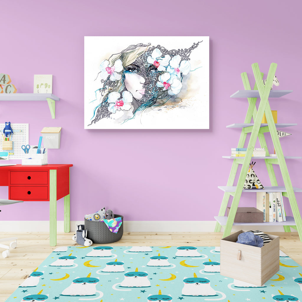 Woman With Orchids Canvas Painting Synthetic Frame-Paintings MDF Framing-AFF_FR-IC 5000679 IC 5000679, Abstract Expressionism, Abstracts, Adult, Asian, Black and White, Botanical, Fashion, Floral, Flowers, Nature, Scenic, Semi Abstract, Tropical, White, woman, with, orchids, canvas, painting, synthetic, frame, abstract, background, beautiful, beauty, bright, care, caucasian, color, cool, cosmetics, eye, eyeball, face, female, flower, glamour, hair, head, human, image, isolated, leisure, light, mascara, nobo