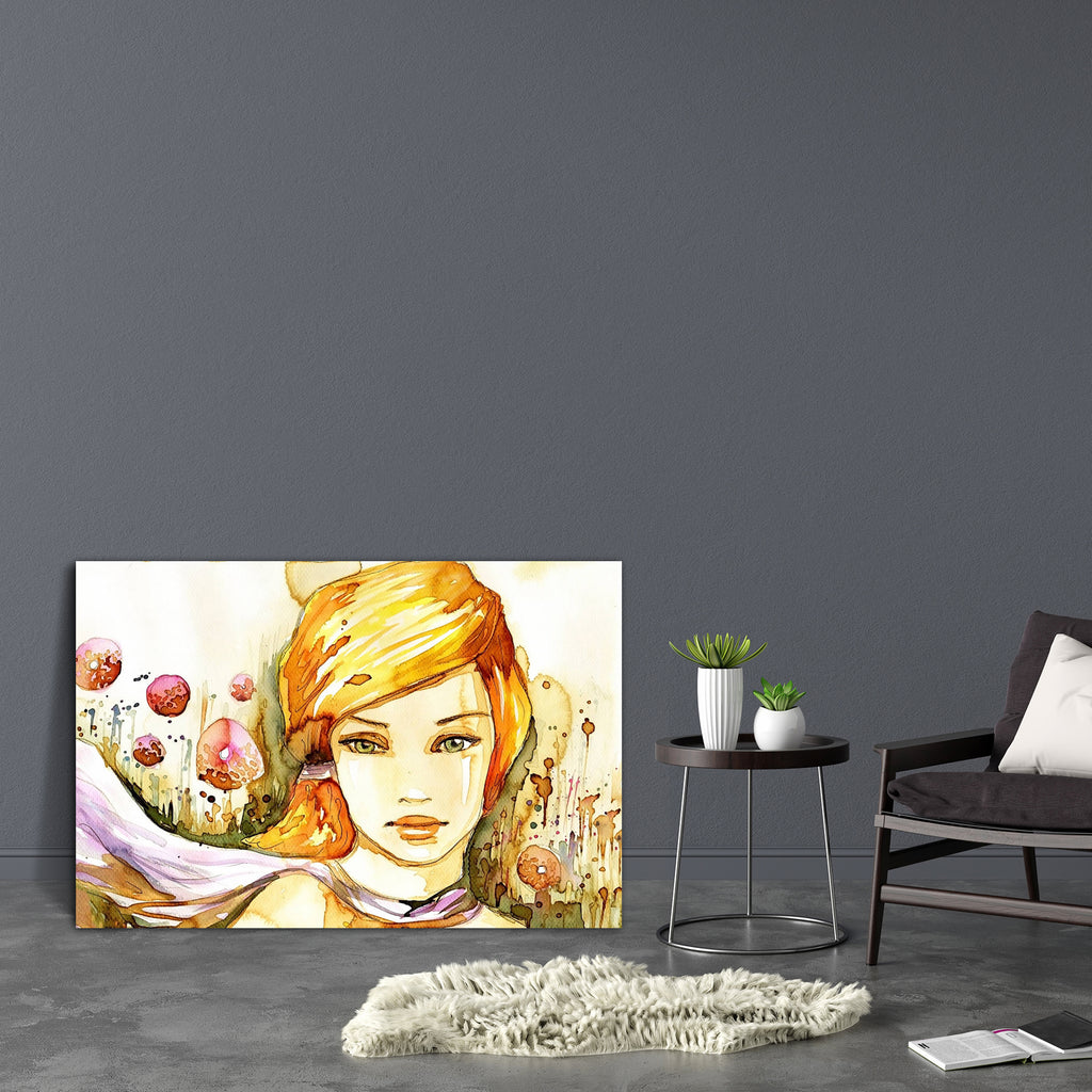 Portrait Of A Girl Canvas Painting Synthetic Frame-Paintings MDF Framing-AFF_FR-IC 5000688 IC 5000688, Art and Paintings, Botanical, Floral, Flowers, Holidays, Illustrations, Individuals, Nature, Paintings, Portraits, Scenic, Watercolour, portrait, of, a, girl, canvas, painting, synthetic, frame, watercolor, airy, alluring, beautiful, beauty, blonde, coffee, color, delicate, eyes, fabulous, face, fancy, feminine, grass, heat, holiday, illustration, lips, meadow, paint, painted, pensive, picture, pose, prett