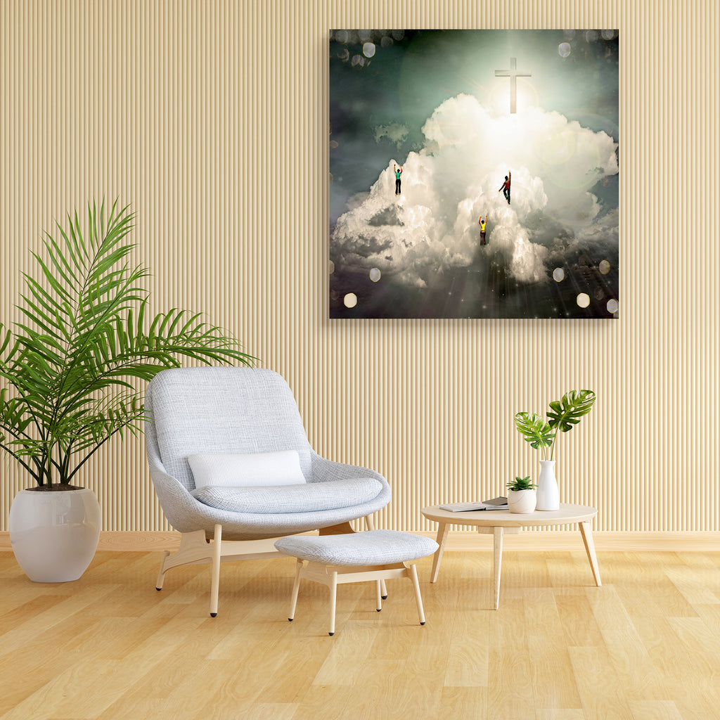 Enlightenment D1 Canvas Painting Synthetic Frame-Paintings MDF Framing-AFF_FR-IC 5000697 IC 5000697, Black and White, Business, Signs, Signs and Symbols, Spiritual, White, Metallic, enlightenment, d1, canvas, painting, synthetic, frame, heaven, stairway, to, above, achievement, aiming, aspirations, background, blue, bright, career, challenge, climb, cloud, clouds, concept, conquering, design, distant, dream, escape, freedom, goal, growth, high, hope, idea, imagination, ladder, light, metal, moving, opportun