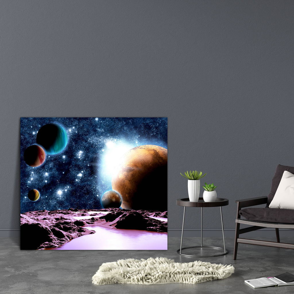 Abstract Planet With Water Canvas Painting Synthetic Frame-Paintings MDF Framing-AFF_FR-IC 5000750 IC 5000750, Abstract Expressionism, Abstracts, Astronomy, Automobiles, Cosmology, Fantasy, Futurism, Illustrations, Landscapes, Mountains, Nature, Scenic, Science Fiction, Semi Abstract, Space, Stars, Transportation, Travel, Vehicles, abstract, planet, with, water, canvas, painting, synthetic, frame, outer, universe, air, atmosphere, background, blue, cosmos, dark, distant, earth, ecology, environment, fiction