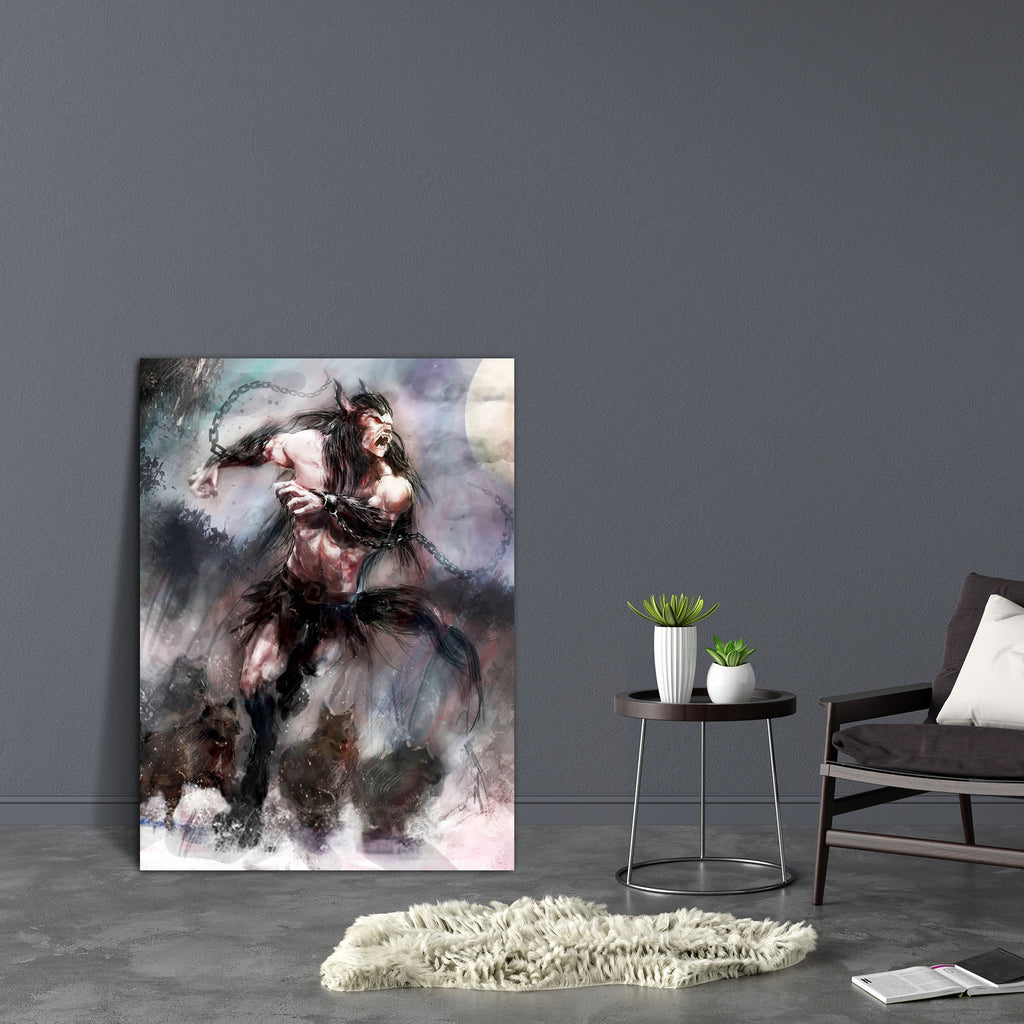 Werewolf & His Wolf Pack Canvas Painting Synthetic Frame-Paintings MDF Framing-AFF_FR-IC 5000755 IC 5000755, Animals, Art and Paintings, Fantasy, Illustrations, werewolf, his, wolf, pack, canvas, painting, synthetic, frame, aggressive, anger, animal, art, beast, creature, curse, danger, dangerous, dark, evil, fangs, full, horror, illustration, light, lurk, lurking, man, monster, moon, moonlight, myth, mythology, night, predator, rage, savage, scary, shadow, spooky, supernatural, artzfolio, wall decor for li