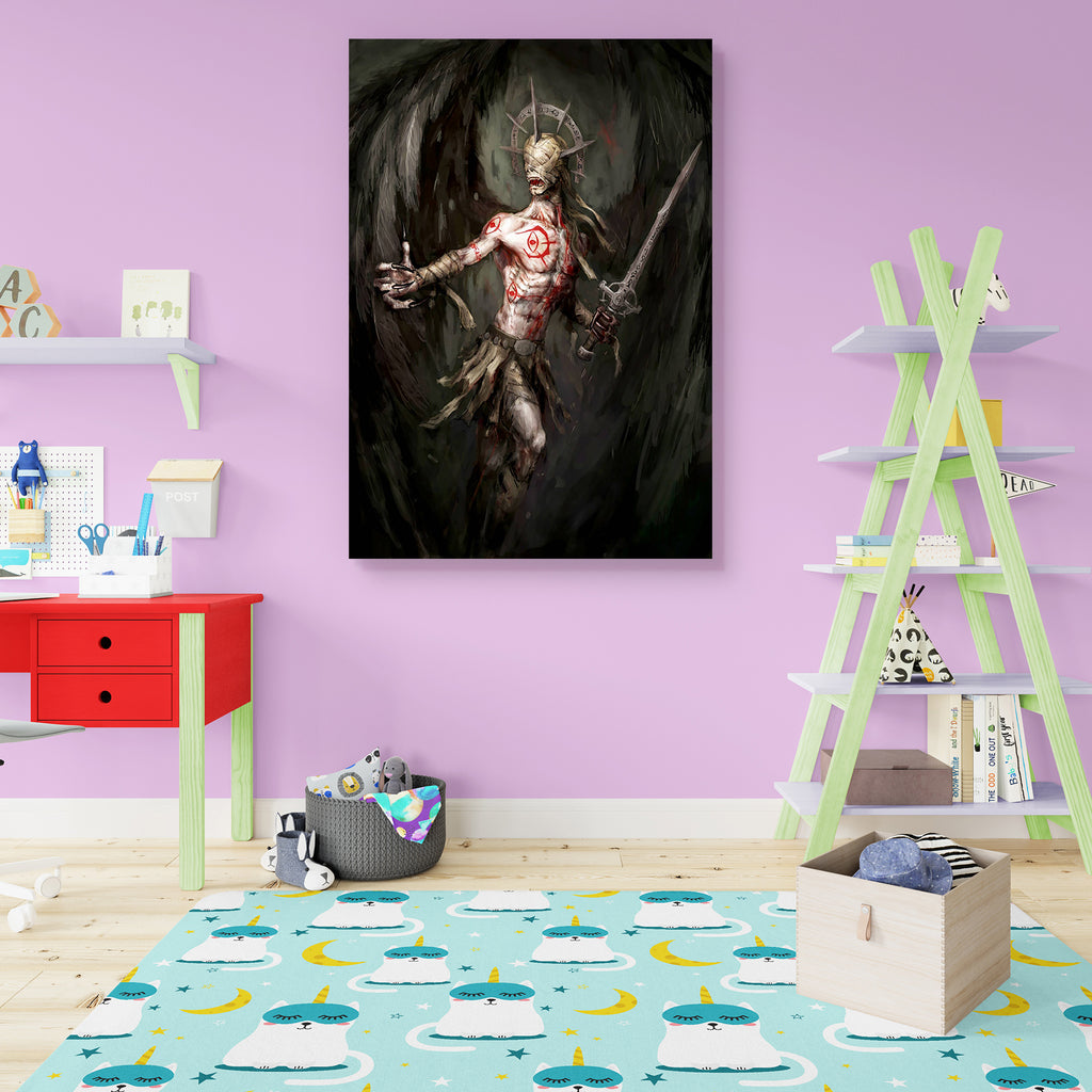 Evil, Blind, Fallen Angel Of Death Canvas Painting Synthetic Frame-Paintings MDF Framing-AFF_FR-IC 5000757 IC 5000757, Fantasy, Illustrations, evil, blind, fallen, angel, of, death, canvas, painting, synthetic, frame, curse, dark, feathers, illustration, monster, raven, satan, winds, artzfolio, wall decor for living room, wall frames for living room, frames for living room, wall art, canvas painting, wall frame, scenery, panting, paintings for living room, framed wall art, wall painting, scenery painting, f
