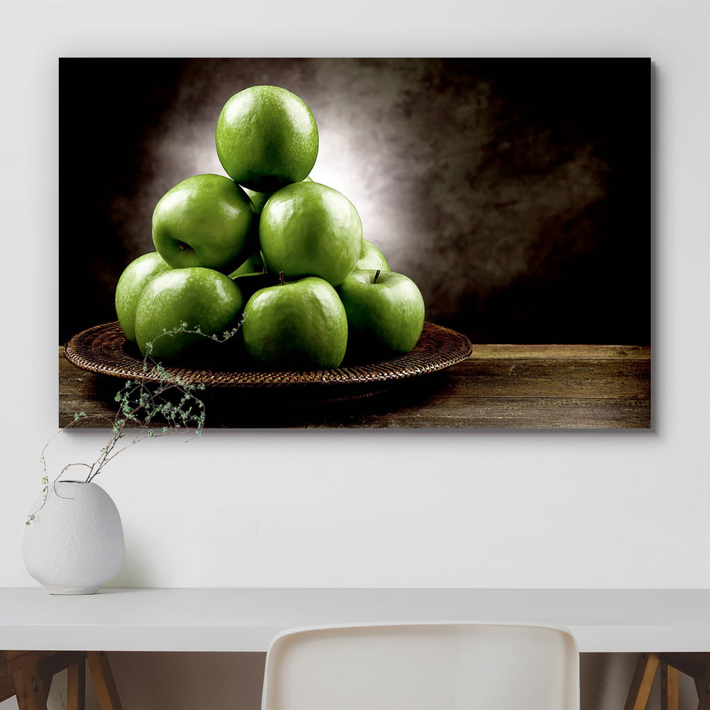 Green Apples on a Wooden Table Canvas Painting Synthetic Frame-Paintings MDF Framing-AFF_FR-IC 5000776 IC 5000776, Ancient, Art and Paintings, Cuisine, Culture, Ethnic, Food, Food and Beverage, Food and Drink, Fruit and Vegetable, Fruits, Historical, Medieval, Nature, Paintings, Scenic, Still Life, Traditional, Tribal, Vintage, World Culture, green, apples, on, a, wooden, table, canvas, painting, synthetic, frame, acid, agriculture, apple, art, basket, diet, fruit, harvest, healthy, home, ingredient, old, o