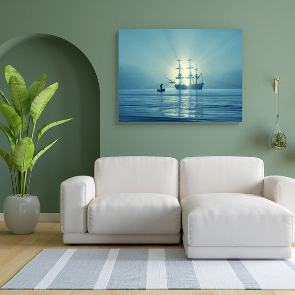 Ancient Vessel In Gulf Canvas Painting Synthetic Frame-Paintings MDF Framing-AFF_FR-IC 5000805 IC 5000805, Ancient, Automobiles, Boats, Historical, Landscapes, Medieval, Nature, Nautical, Scenic, Sports, Transportation, Travel, Vehicles, Vintage, vessel, in, gulf, canvas, painting, for, bedroom, living, room, engineered, wood, frame, adventure, antique, bay, beams, blue, boat, cold, discovery, drifting, drown, dusk, escape, float, haze, help, hope, journey, light, looking, lost, man, moon, navigation, night