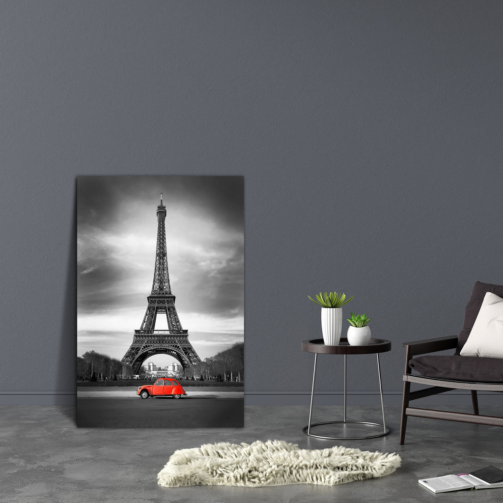 Eiffel Tower & Old Red Car Paris Canvas Painting Synthetic Frame-Paintings MDF Framing-AFF_FR-IC 5000807 IC 5000807, Ancient, Architecture, Art and Paintings, Cars, Cities, City Views, Culture, Ethnic, French, Historical, Holidays, Icons, Illustrations, Landmarks, Landscapes, Medieval, Nature, Places, Retro, Scenic, Signs and Symbols, Symbols, Traditional, Travel, Tribal, Urban, Vintage, World Culture, Metallic, eiffel, tower, old, red, car, paris, canvas, painting, synthetic, frame, france, tour, arch, art