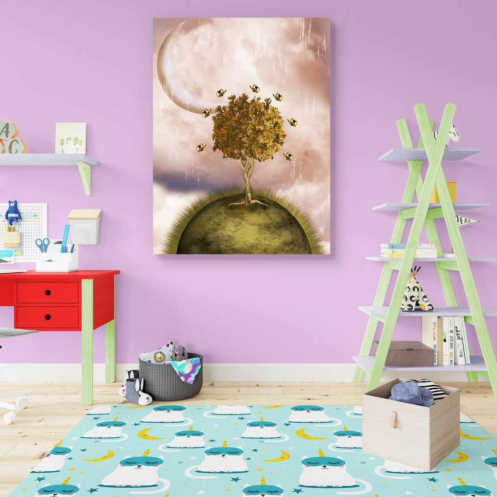 Landscape With Tree & Butterflies Canvas Painting Synthetic Frame-Paintings MDF Framing-AFF_FR-IC 5000822 IC 5000822, Art and Paintings, Botanical, Digital, Digital Art, Fantasy, Floral, Flowers, Graphic, Landscapes, Nature, Scenic, Wooden, landscape, with, tree, butterflies, canvas, painting, synthetic, frame, fairy, tales, amazing, art, backdrops, background, branches, cloud, dream, dreamy, fae, fairytale, fantastic, grass, magic, manipulation, mist, misty, moon, outdoor, peaceful, princess, scenario, sce