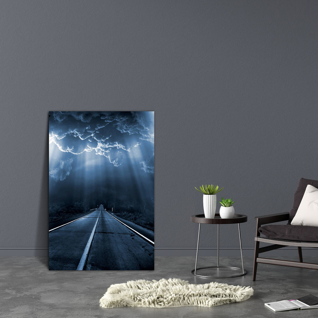 Dead End Canvas Painting Synthetic Frame-Paintings MDF Framing-AFF_FR-IC 5000832 IC 5000832, Black, Black and White, Fantasy, Surrealism, dead, end, canvas, painting, synthetic, frame, horror, road, night, dark, sky, alien, asphalt, blue, cloud, danger, empty, explosion, glowing, highway, illumination, light, loneliness, mystery, nightmare, nobody, portal, scary, staring, straight, surreal, terrible, threat, unreal, vertical, way, artzfolio, wall decor for living room, wall frames for living room, frames fo