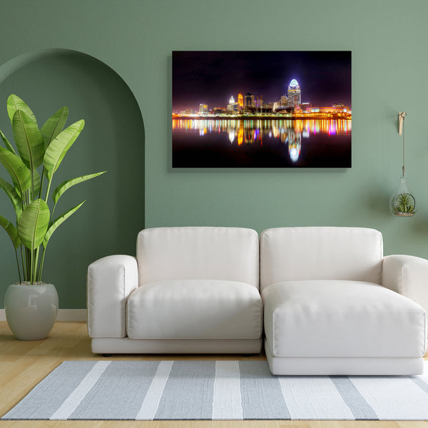 Cincinnati Ohio Skyline, Newport Kentucky, USA D1 Canvas Painting Synthetic Frame-Paintings MDF Framing-AFF_FR-IC 5000836 IC 5000836, Architecture, Automobiles, Business, Cities, City Views, Landscapes, Modern Art, Panorama, Scenic, Skylines, Sunsets, Transportation, Travel, Urban, Vehicles, cincinnati, ohio, skyline, newport, kentucky, usa, d1, canvas, painting, for, bedroom, living, room, engineered, wood, frame, blue, bridge, building, buildings, built, structure, city, cityscape, downtown, dusk, evening