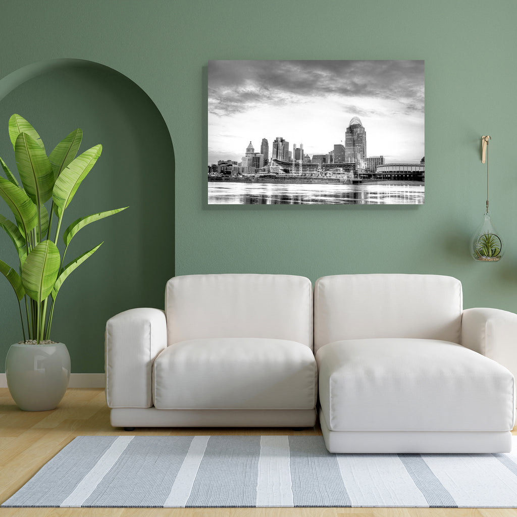 Cincinnati Ohio Skyline, Newport Kentucky, USA D2 Canvas Painting Synthetic Frame-Paintings MDF Framing-AFF_FR-IC 5000837 IC 5000837, Architecture, Automobiles, Business, Cities, City Views, Landscapes, Modern Art, Panorama, Scenic, Skylines, Sunsets, Transportation, Travel, Urban, Vehicles, cincinnati, ohio, skyline, newport, kentucky, usa, d2, canvas, painting, synthetic, frame, blue, bridge, building, buildings, built, structure, city, lights, cityscape, downtown, dusk, evening, illuminated, metro, moder
