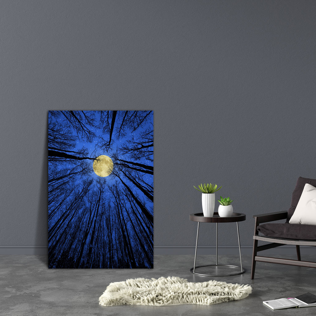 Night Canvas Painting Synthetic Frame-Paintings MDF Framing-AFF_FR-IC 5000877 IC 5000877, Black, Black and White, Landscapes, Perspective, Scenic, Seasons, Space, Stars, Wooden, night, canvas, painting, synthetic, frame, moon, full, above, autumn, background, blue, branch, bright, crown, dark, fear, forest, funeral, golden, growth, halloween, heaven, heavenly, height, illuminate, light, luna, lunar, moonlight, mysterious, round, sad, season, shape, shine, silhouettes, sky, symbolism, tall, texture, top, tre