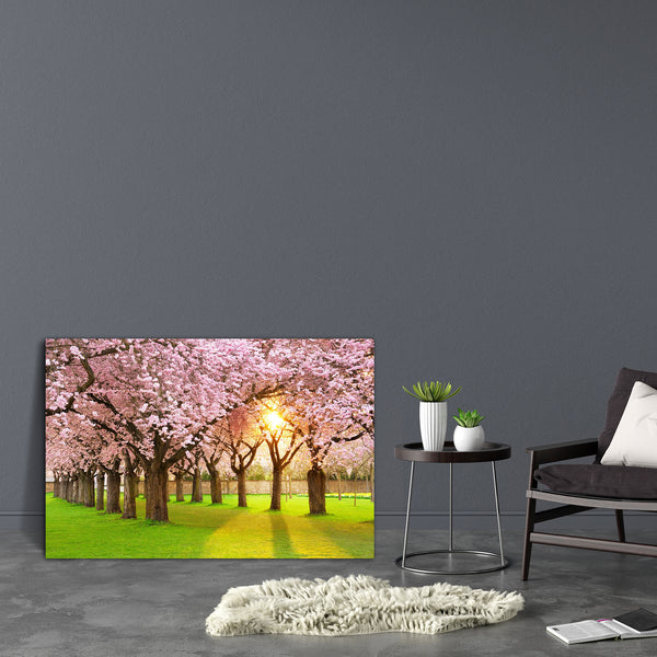 Cherry Tree Garden Canvas Painting Synthetic Frame-Paintings MDF Framing-AFF_FR-IC 5000885 IC 5000885, Botanical, Floral, Flowers, Japanese, Landscapes, Nature, Scenic, Seasons, Sunsets, cherry, tree, garden, canvas, painting, for, bedroom, living, room, engineered, wood, frame, blossom, blossoms, trees, spring, landscape, beautiful, scenery, alley, avenue, backlight, blossoming, botany, canopy, color, covered, easter, flora, flower, gold, gorgeous, grass, green, idyllic, japan, lawn, meadow, outdoor, park,
