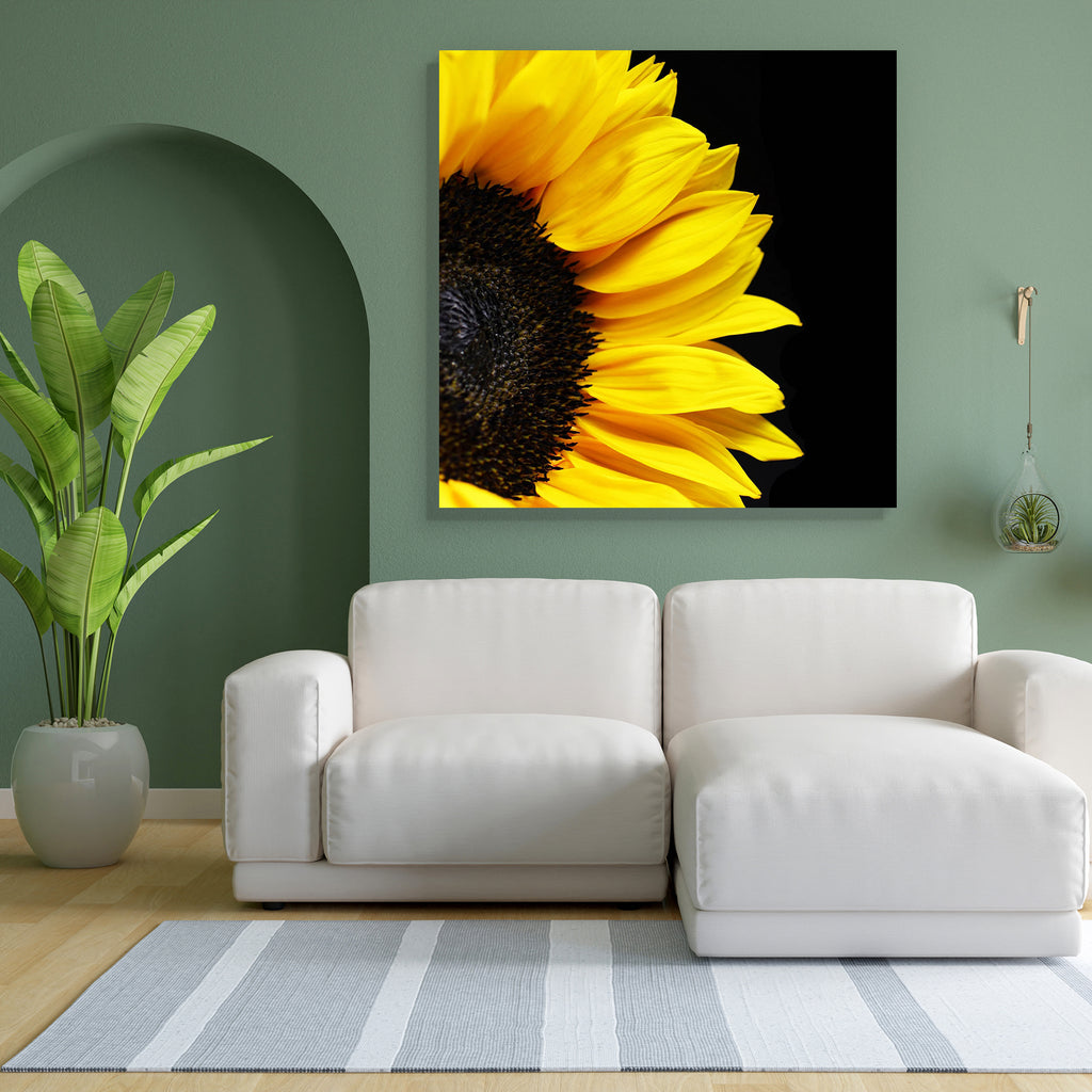 Sunflower D3 Canvas Painting Synthetic Frame-Paintings MDF Framing-AFF_FR-IC 5000947 IC 5000947, Abstract Expressionism, Abstracts, Black, Black and White, Botanical, Floral, Flowers, Nature, Semi Abstract, sunflower, d3, canvas, painting, synthetic, frame, sunflowers, abstract, background, beautiful, beauty, bloom, blooming, blooms, blossom, blossoms, closeup, flora, flower, gold, golden, isolated, macro, petal, petals, summer, sun, vibrant, vivid, warm, warmth, yellow, artzfolio, wall decor for living roo
