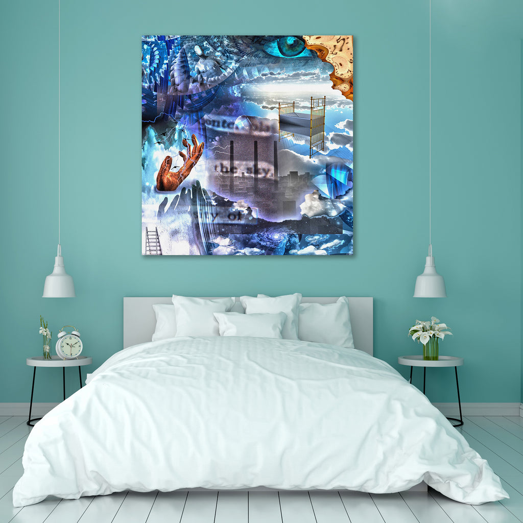 Dream Abstract Canvas Painting Synthetic Frame-Paintings MDF Framing-AFF_FR-IC 5000952 IC 5000952, Abstract Expressionism, Abstracts, Art and Paintings, Fantasy, Futurism, Nature, Realism, Religion, Religious, Scenic, Semi Abstract, Space, Spiritual, Surrealism, dream, abstract, canvas, painting, synthetic, frame, art, beauty, bed, blue, clock, color, concept, dali, dark, electric, eternity, future, god, hand, hands, hour, human, imagination, infinity, life, light, lying, magritte, man, mind, night, passing