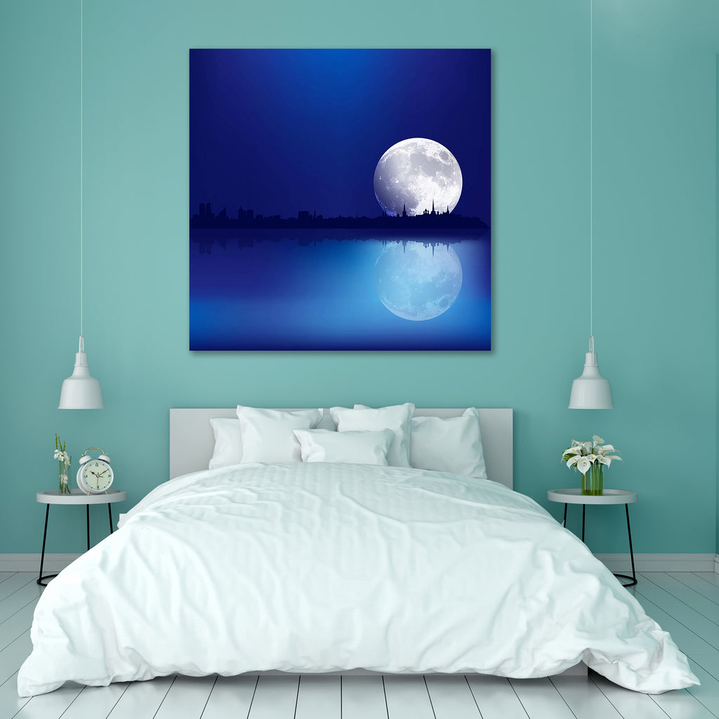 Tallinn & Moon Canvas Painting Synthetic Frame-Paintings MDF Framing-AFF_FR-IC 5000961 IC 5000961, Abstract Expressionism, Abstracts, Architecture, Art and Paintings, Astronomy, Black, Black and White, Cities, City Views, Cosmology, Digital, Digital Art, God Ram, Graphic, Hinduism, Illustrations, Panorama, Semi Abstract, Skylines, Space, Urban, White, tallinn, moon, canvas, painting, synthetic, frame, moonlight, blue, river, luna, art, background, big, building, city, cityscape, concept, construction, downt