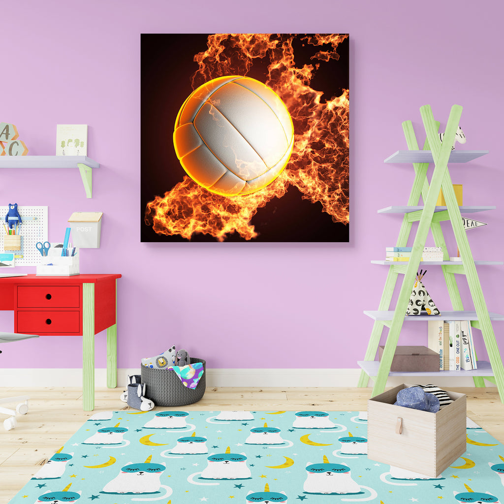 Volleyball Ball In Fire Canvas Painting Synthetic Frame-Paintings MDF Framing-AFF_FR-IC 5000965 IC 5000965, 3D, Abstract Expressionism, Abstracts, Art and Paintings, Black, Black and White, Circle, Semi Abstract, Signs, Signs and Symbols, Sports, White, volleyball, ball, in, fire, canvas, painting, synthetic, frame, background, abstract, activity, art, burn, burned, burning, competition, competitive, design, equipment, fiery, flame, flammable, fun, games, gray, heat, hot, leather, leisure, outline, play, re