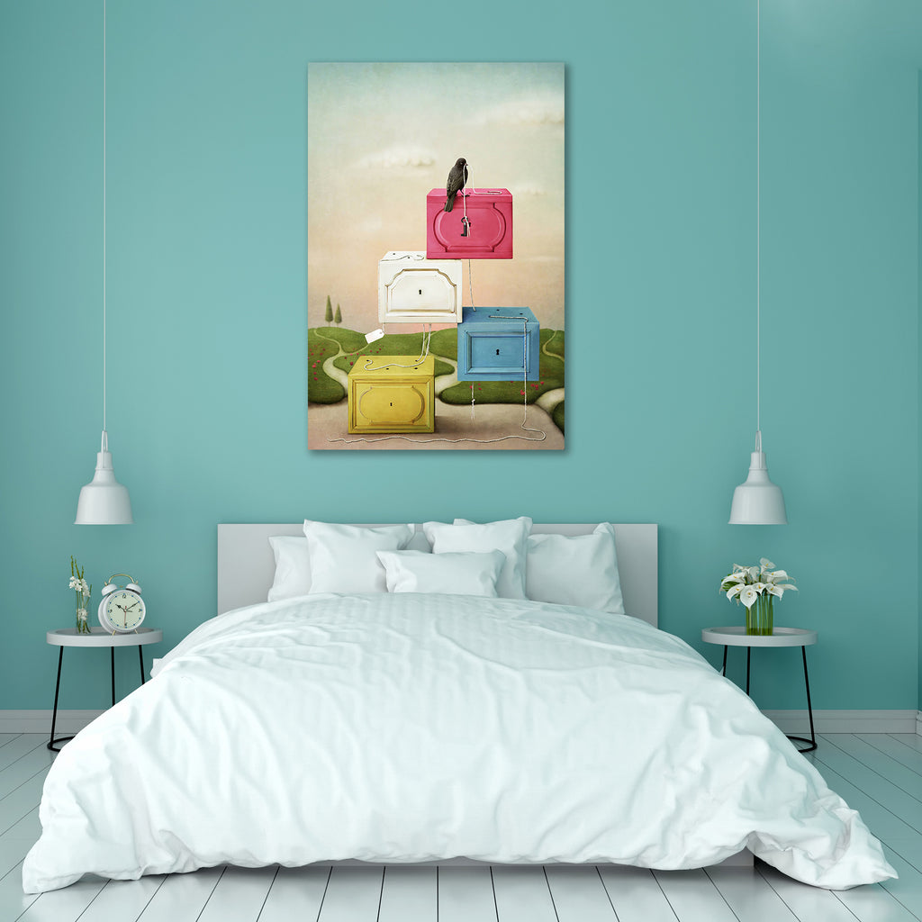 Colorful Box With Rope & Key Canvas Painting Synthetic Frame-Paintings MDF Framing-AFF_FR-IC 5000973 IC 5000973, Animals, Art and Paintings, Birds, Botanical, Digital, Digital Art, Fantasy, Floral, Flowers, Graphic, Illustrations, Nature, Scenic, Signs, Signs and Symbols, Sports, colorful, box, with, rope, key, canvas, painting, synthetic, frame, animal, art, bird, carton, cloud, crow, design, field, game, graphics, grass, green, illustration, image, imagination, metaphor, mystery, pastel, play, postcard, p