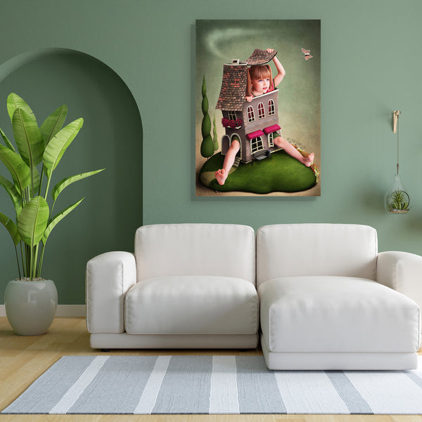 Girl In Small House Canvas Painting Synthetic Frame-Paintings MDF Framing-AFF_FR-IC 5000975 IC 5000975, Animals, Art and Paintings, Books, Botanical, Drawing, Fantasy, Floral, Flowers, Illustrations, Nature, Pets, Signs, Signs and Symbols, Sports, girl, in, small, house, canvas, painting, for, bedroom, living, room, engineered, wood, frame, alice, animal, art, background, book, butterfly, card, create, design, dream, event, fairytale, flower, game, home, idea, illustration, invent, label, lawn, meadow, pet,