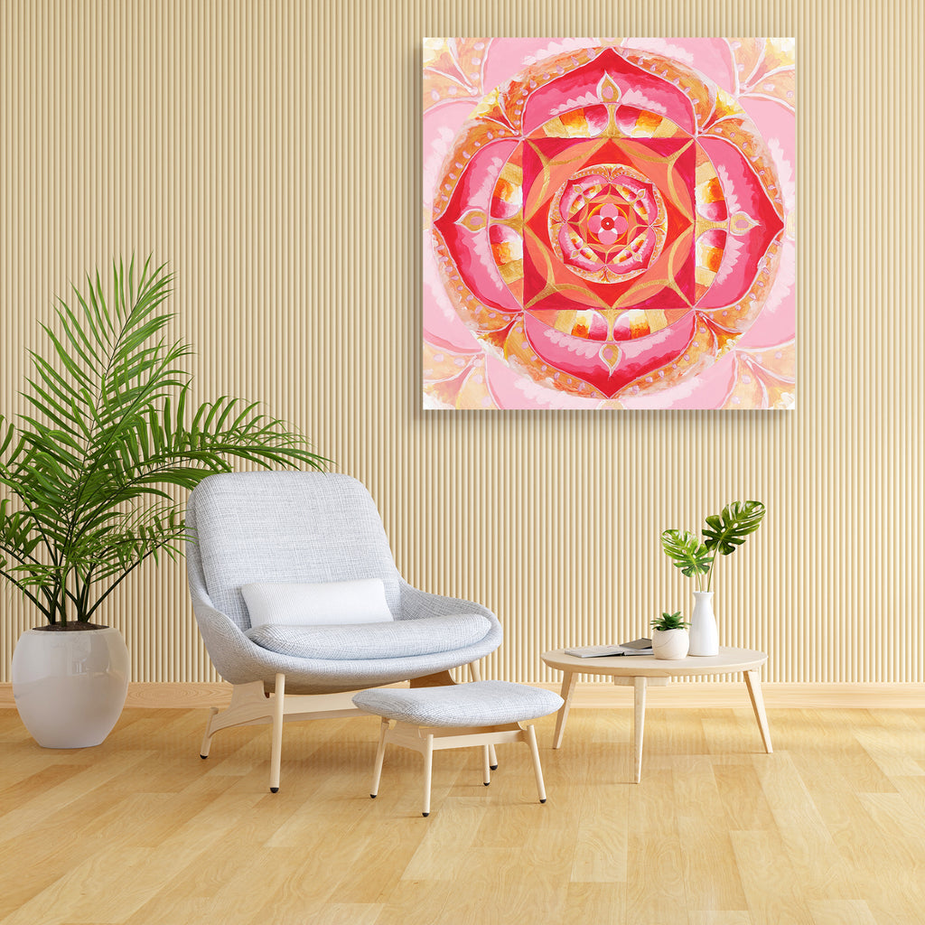 Mandala Of Muladhara Chakra Canvas Painting Synthetic Frame-Paintings MDF Framing-AFF_FR-IC 5000980 IC 5000980, Abstract Expressionism, Abstracts, Art and Paintings, Asian, Botanical, Buddhism, Circle, Decorative, Floral, Flowers, Geometric, Geometric Abstraction, Indian, Mandala, Nature, Patterns, Semi Abstract, Signs, Signs and Symbols, Spiritual, Symbols, of, muladhara, chakra, canvas, painting, synthetic, frame, root, abstract, abstraction, art, asia, aura, awareness, background, base, bright, calm, clo