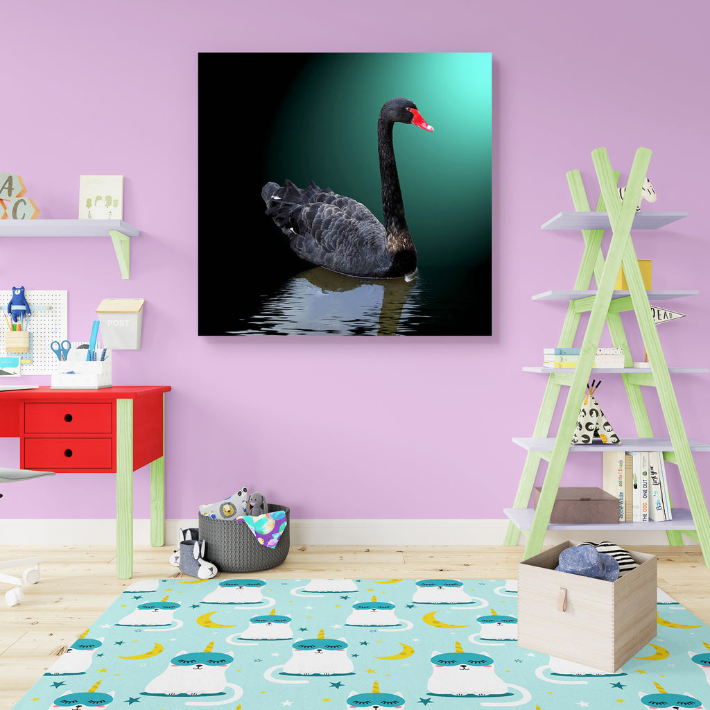 Black Swan On The Water Canvas Painting Synthetic Frame-Paintings MDF Framing-AFF_FR-IC 5000983 IC 5000983, Animals, Art and Paintings, Birds, Black, Black and White, Hearts, Love, Nature, Patterns, Romance, Scenic, Space, Wildlife, swan, on, the, water, canvas, painting, synthetic, frame, background, beak, beautiful, beauty, bird, clean, day, elegance, feather, grace, heart, image, lake, light, loyalty, majestic, mirrored, morning, mute, nobody, one, outdoors, park, pattern, pond, purity, reflection, rippl