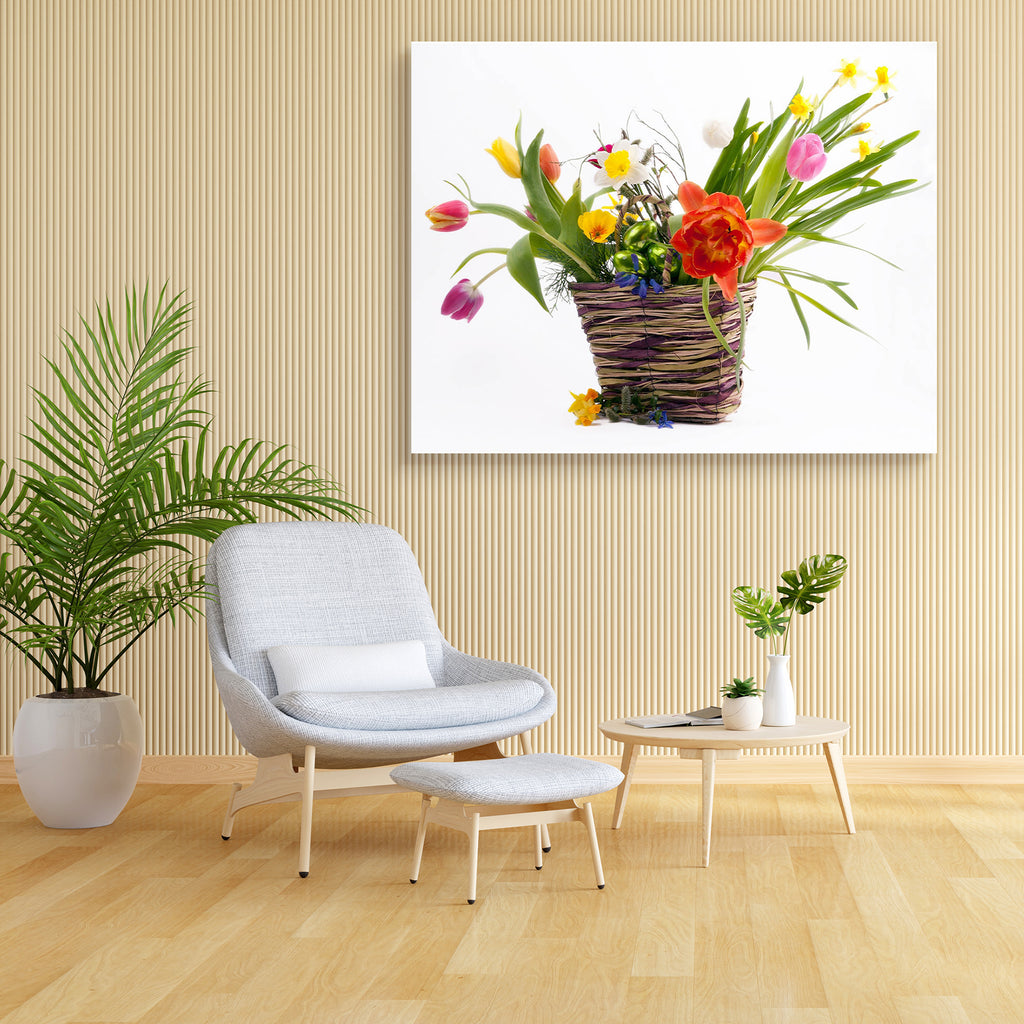 Easter Arrangement Canvas Painting Synthetic Frame-Paintings MDF Framing-AFF_FR-IC 5000990 IC 5000990, Black and White, Botanical, Floral, Flowers, Holidays, Nature, Scenic, Seasons, White, easter, arrangement, canvas, painting, synthetic, frame, background, basket, beautiful, beauty, bloom, blooming, blossom, botany, bouquet, bud, bunch, colorful, composition, daffodil, decor, decoration, egg, flora, flower, fresh, freshness, green, holiday, hyacinth, narcissus, nobody, plant, season, spring, still, tulip,