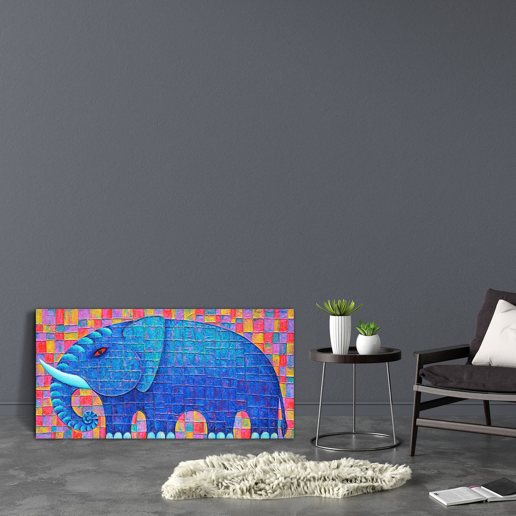 Blue Elephant D1 Canvas Painting Synthetic Frame-Paintings MDF Framing-AFF_FR-IC 5001005 IC 5001005, Abstract Expressionism, Abstracts, Animals, Art and Paintings, Asian, Nature, Paintings, Scenic, Semi Abstract, Wildlife, blue, elephant, d1, canvas, painting, synthetic, frame, acrylic, animal, art, asia, beautyful, big, body, colourful, original, power, red, eye, semi, abstract, strong, texture, artzfolio, wall decor for living room, wall frames for living room, frames for living room, wall art, canvas pai