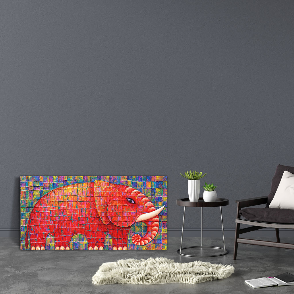 Red Elephant D1 Canvas Painting Synthetic Frame-Paintings MDF Framing-AFF_FR-IC 5001006 IC 5001006, Abstract Expressionism, Abstracts, Animals, Art and Paintings, Asian, Nature, Paintings, Scenic, Semi Abstract, Wildlife, red, elephant, d1, canvas, painting, synthetic, frame, acrylic, animal, art, asia, beautyful, big, blue, eye, body, colourful, original, power, semi, abstract, strong, texture, artzfolio, wall decor for living room, wall frames for living room, frames for living room, wall art, canvas pain