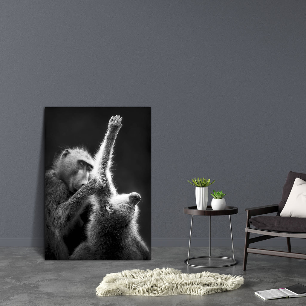 Baboons Grooming Canvas Painting Synthetic Frame-Paintings MDF Framing-AFF_FR-IC 5001013 IC 5001013, African, Animals, Art and Paintings, Black, Black and White, Nature, Scenic, White, Wildlife, baboons, grooming, canvas, painting, synthetic, frame, africa, animal, art, artistic, b, w, baboon, behavior, care, clean, groom, interact, mammal, monochrome, nobody, outdoor, safari, touch, two, wild, wilderness, artzfolio, wall decor for living room, wall frames for living room, frames for living room, wall art, 