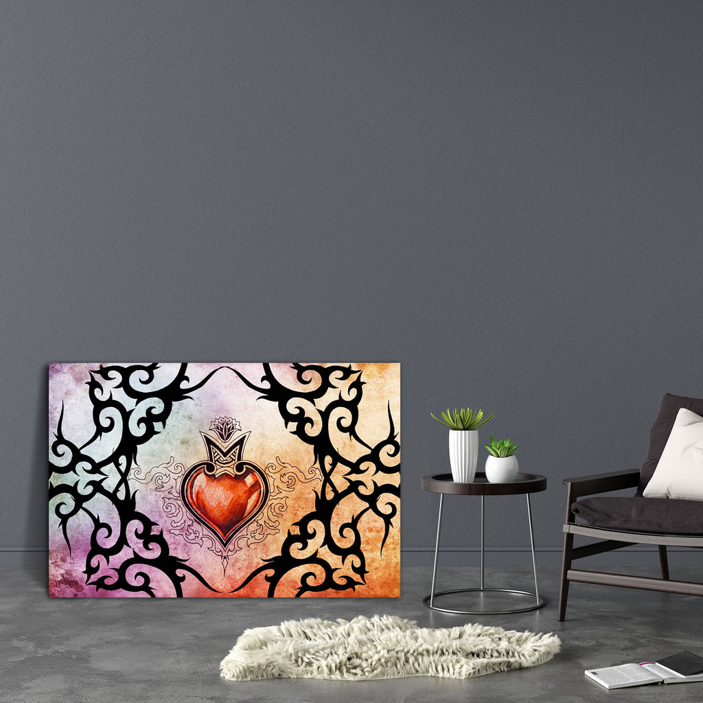 Tattoo Art Tribal With Red Heart Canvas Painting Synthetic Frame-Paintings MDF Framing-AFF_FR-IC 5001025 IC 5001025, Abstract Expressionism, Abstracts, Ancient, Art and Paintings, Black, Black and White, Botanical, Culture, Decorative, Digital, Digital Art, Drawing, Ethnic, Floral, Flowers, Graphic, Hearts, Historical, Illustrations, Love, Medieval, Modern Art, Nature, Patterns, Retro, Scenic, Semi Abstract, Signs, Signs and Symbols, Sketches, Symbols, Traditional, Tribal, Vintage, World Culture, tattoo, ar